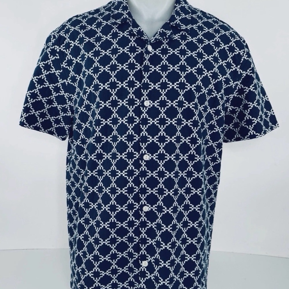 Stylish Geometric Navy and White Shirt